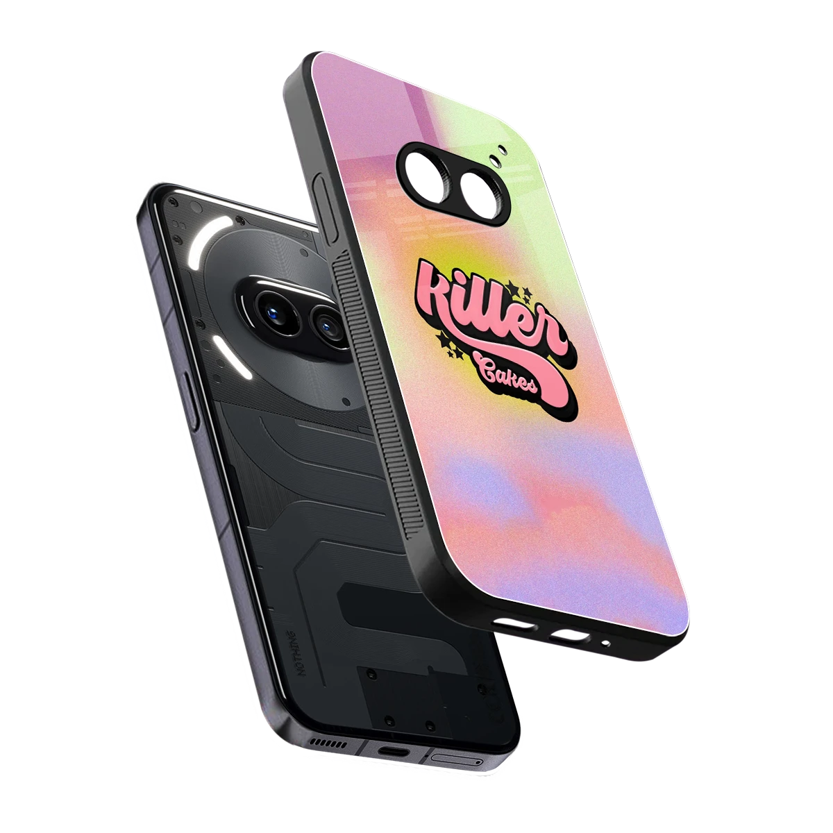 Killer Cakes sleek nothing phone 2a cover with tempered glass back and TPU edges