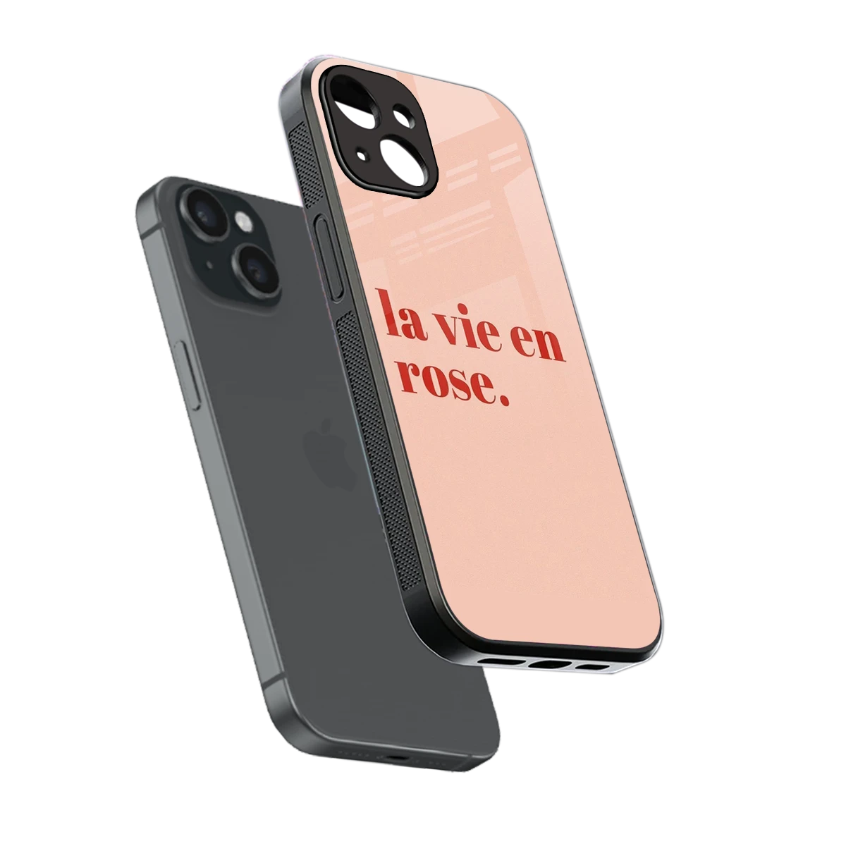 La Vie En Rose Quote sleek iphone 13 mini cover with tempered glass back and TPU edges