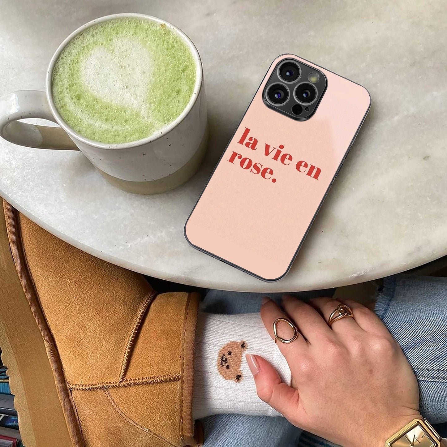 La Vie En Rose Quote Phone Case for Iphone 16 | Glass Case