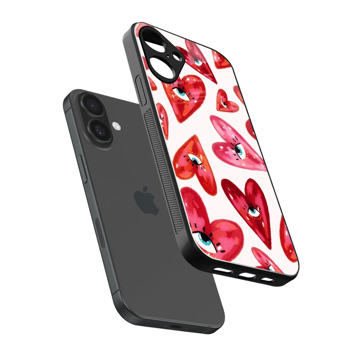 Lash Love sleek iphone 16 plus cover with tempered glass back and TPU edges