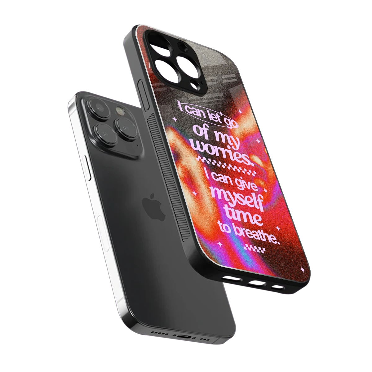 Let Go sleek iphone 14 pro max cover with tempered glass back and TPU edges