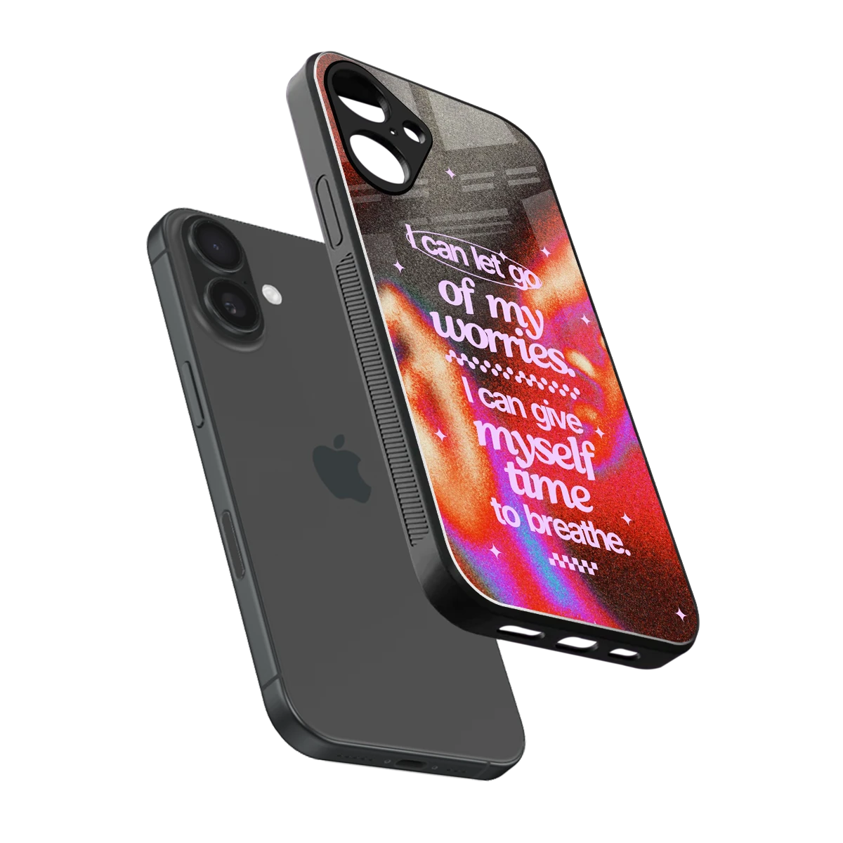 Let Go sleek iphone 16 plus cover with tempered glass back and TPU edges
