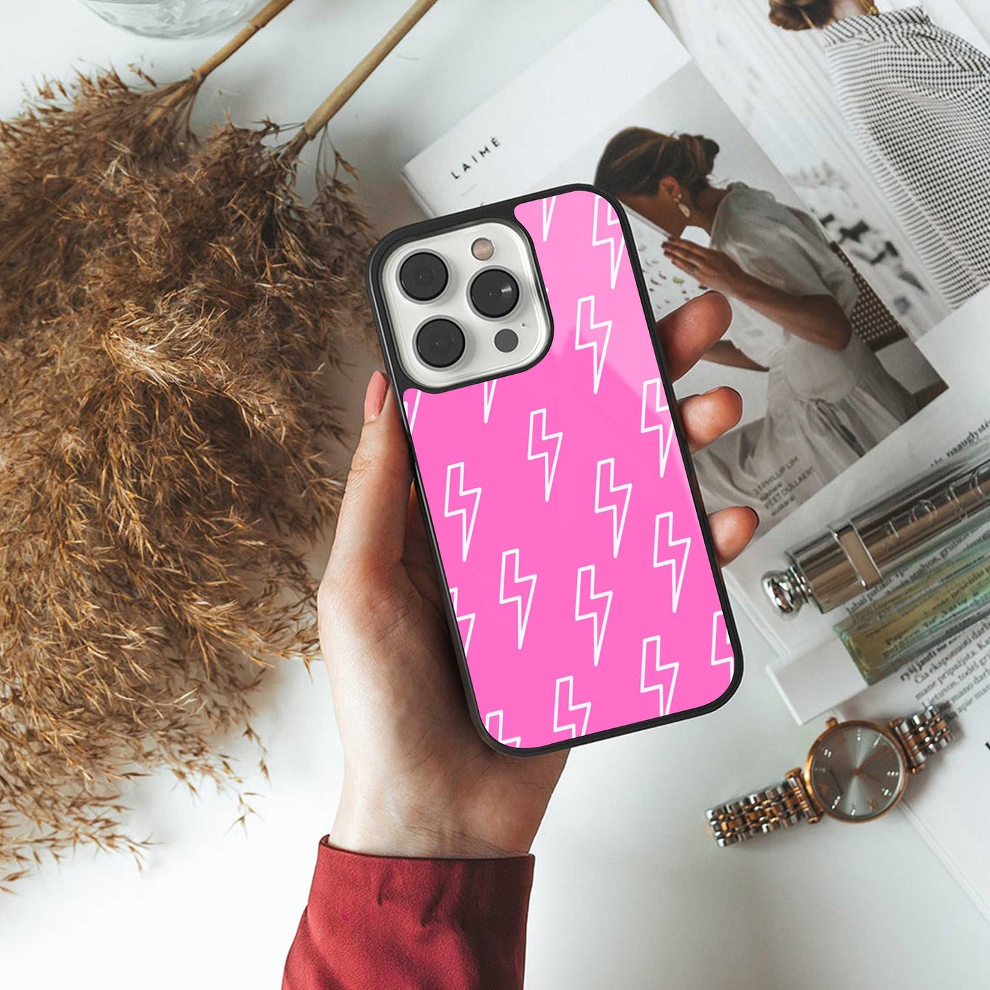 Lightning Pink Phone Case for Iphone 16 | Glass Case