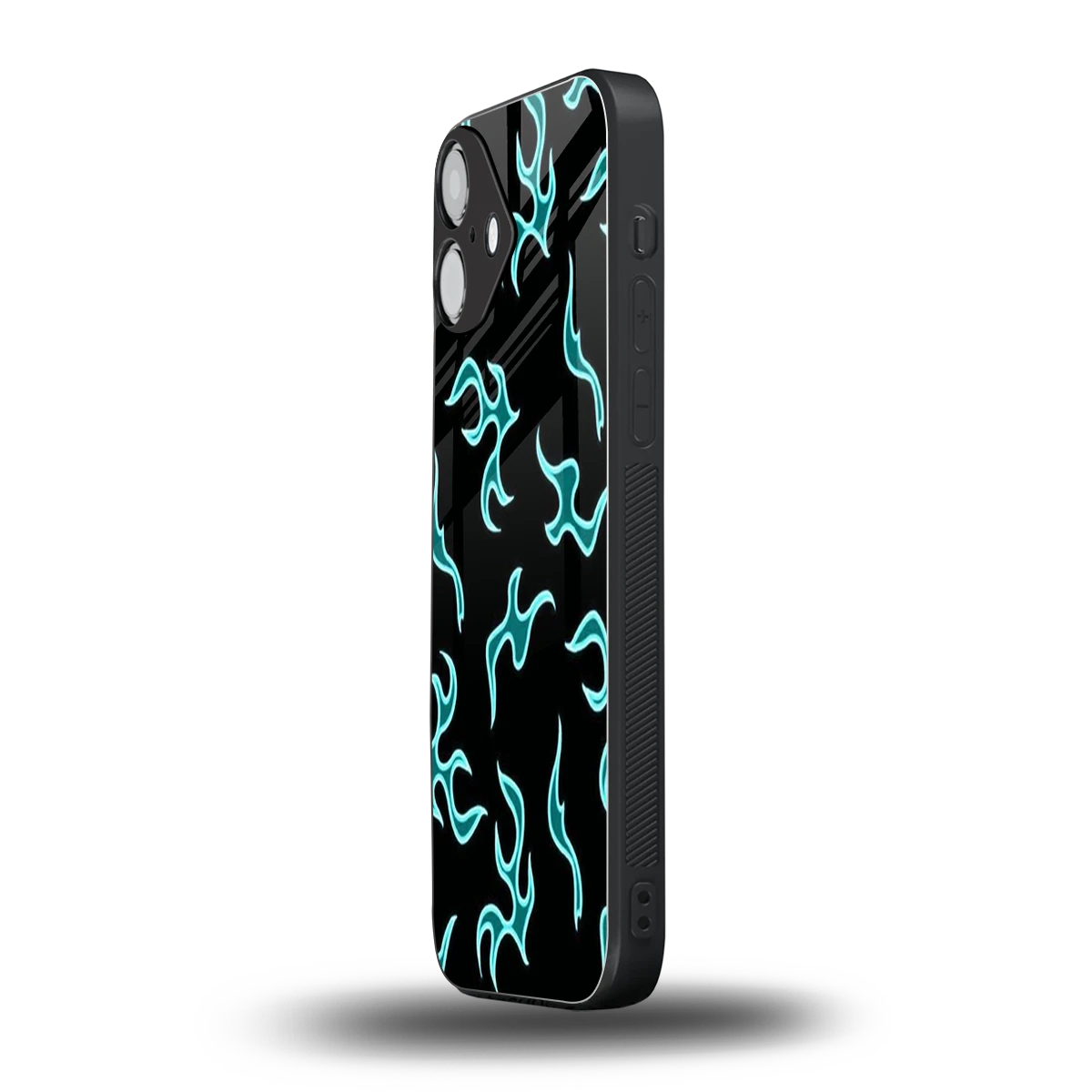 Lil Flames Black Blue iphone 16 plus mobile cover | shockproof glass phone case