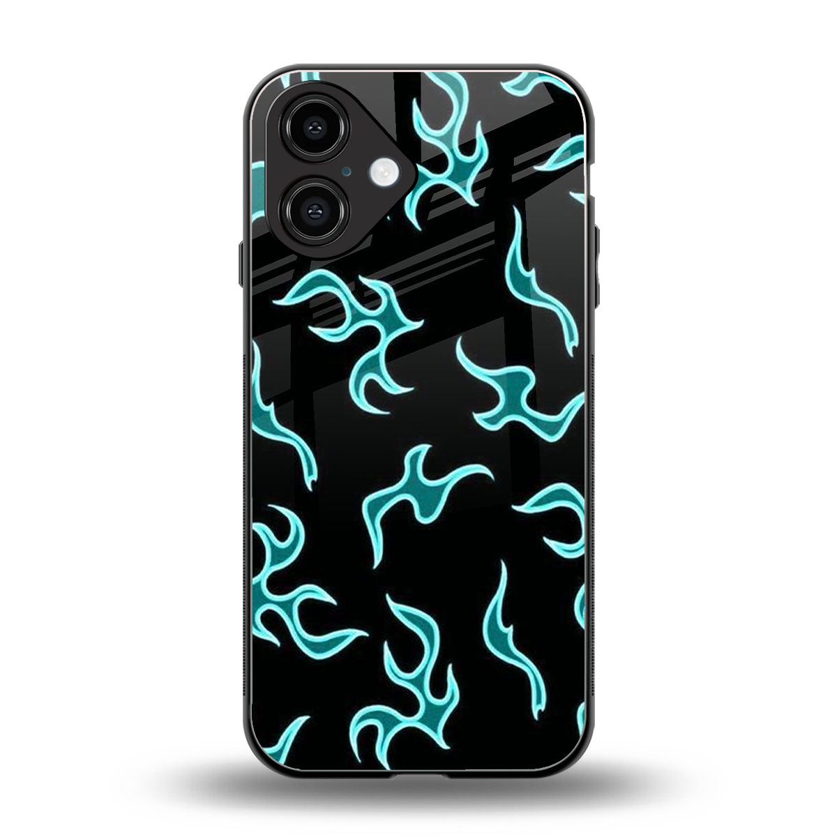 Lil Flames Black Blue Phone Case for Iphone 16 | Glass Case