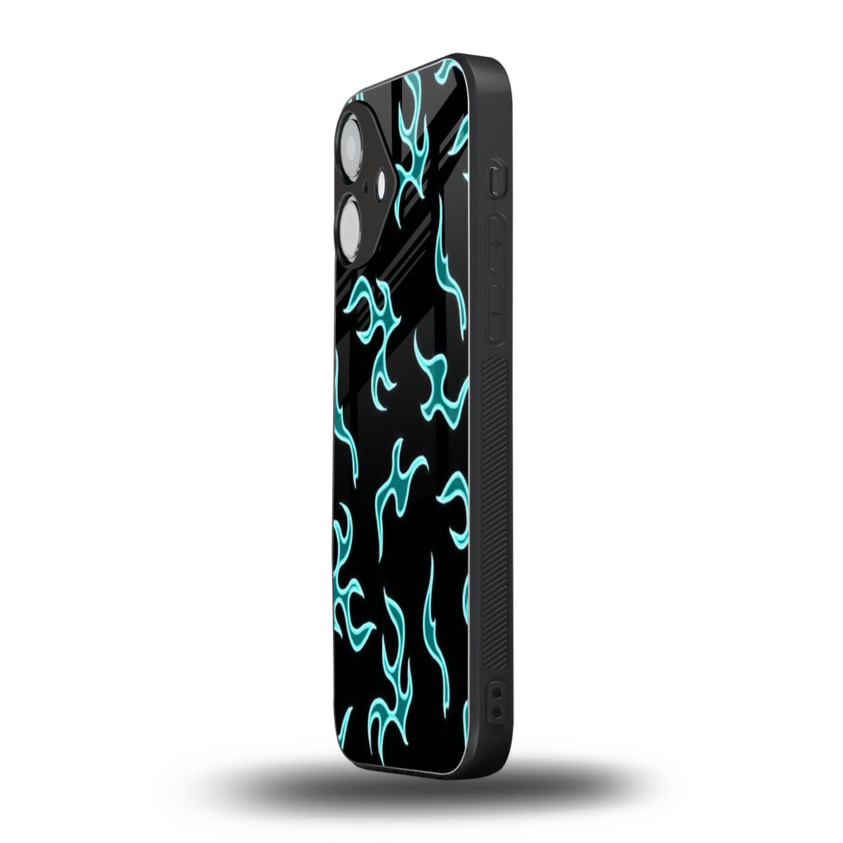 Lil Flames Black Blue Phone Case for Iphone 16 | Glass Case