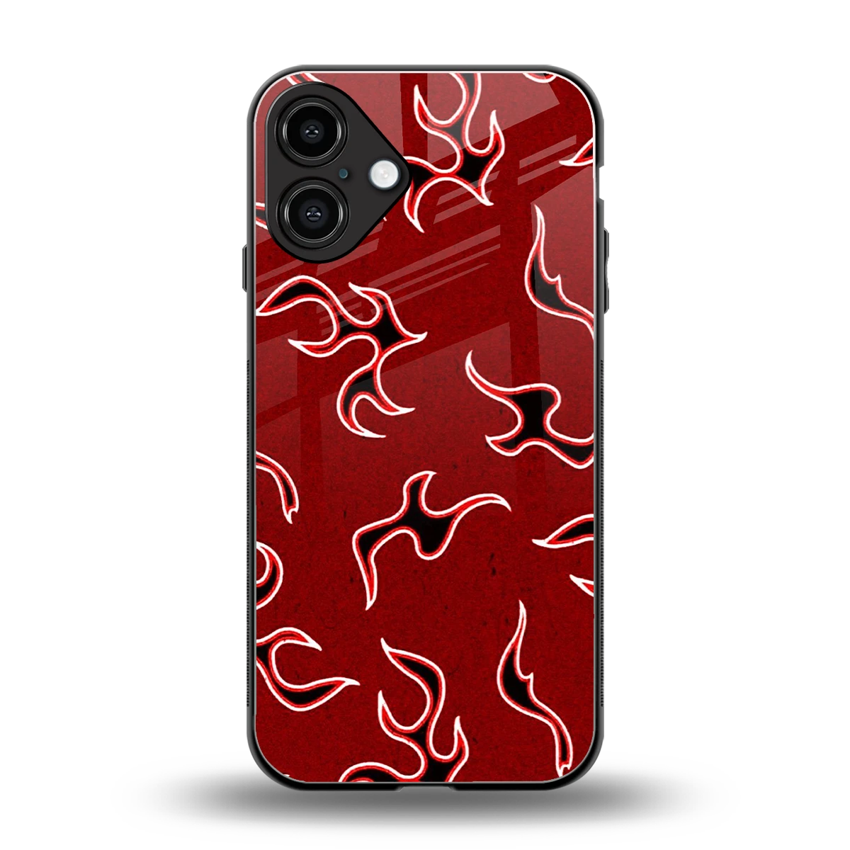 Lil Flames Black Red back phone cover | glass case for iphone 16 plus