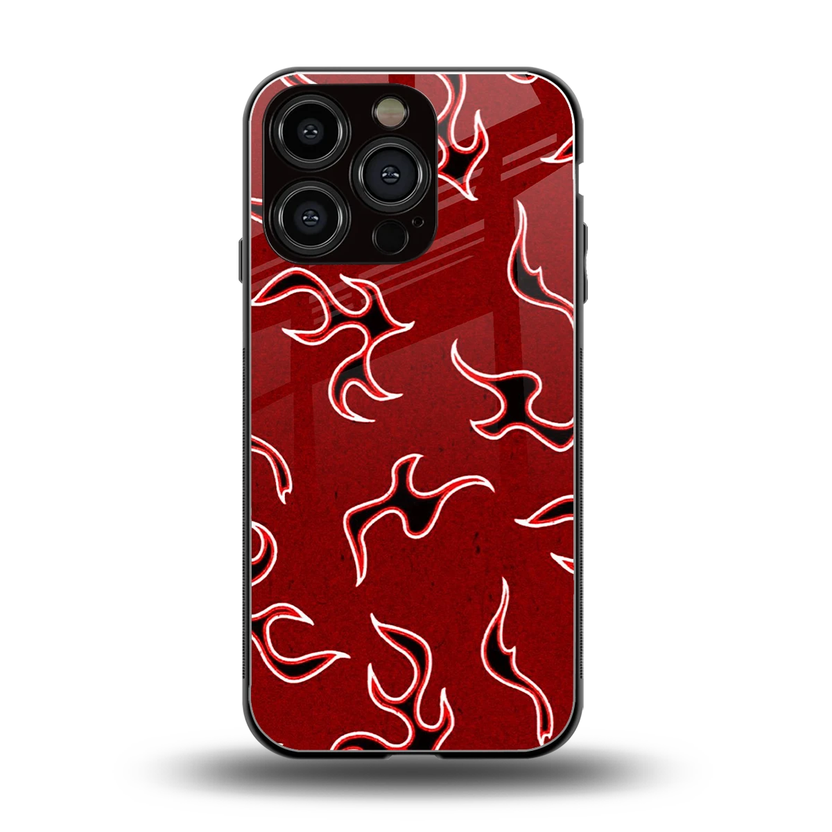 Lil Flames Black Red back phone cover | glass case for iphone 16 pro