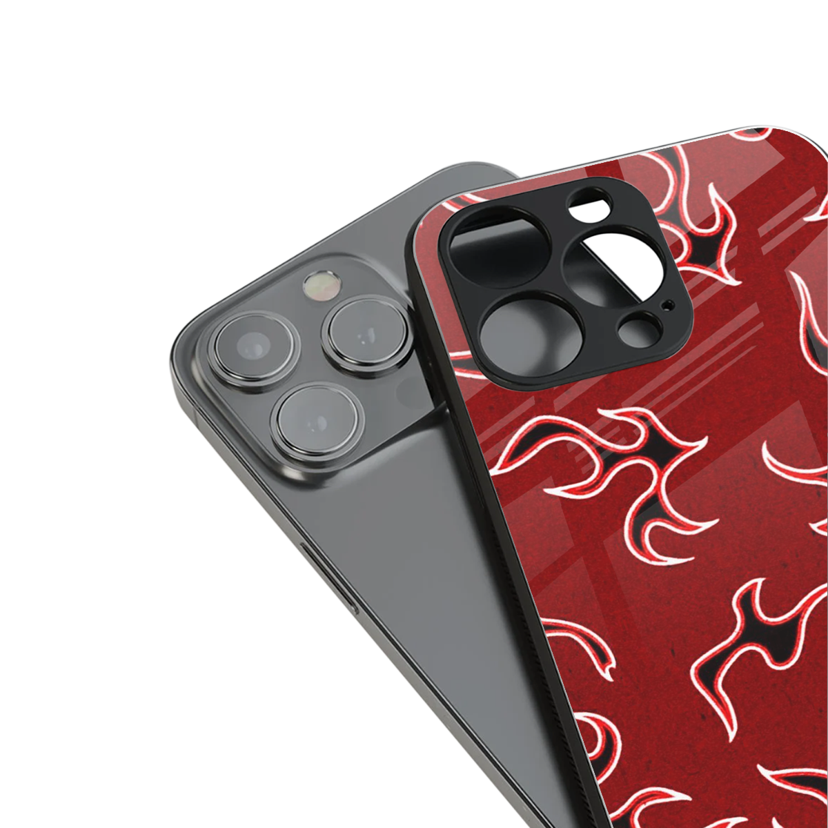 Lil Flames Black Red Phone Case for Iphone 16 | Glass Case