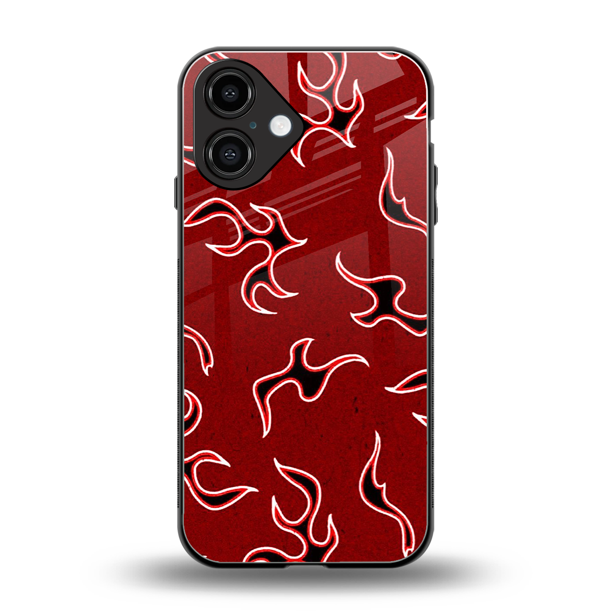 Lil Flames Black Red Phone Case for Iphone 16 | Glass Case
