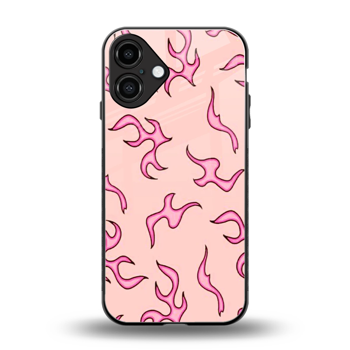 Lil Flames Pink back phone cover | glass case for iphone 16 plus