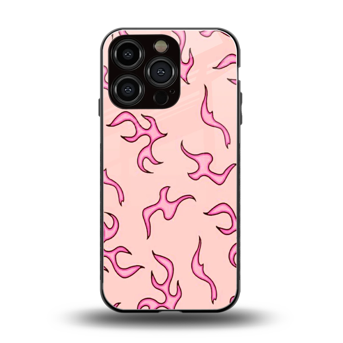 Lil Flames Pink back phone cover | glass case for iphone 16 pro