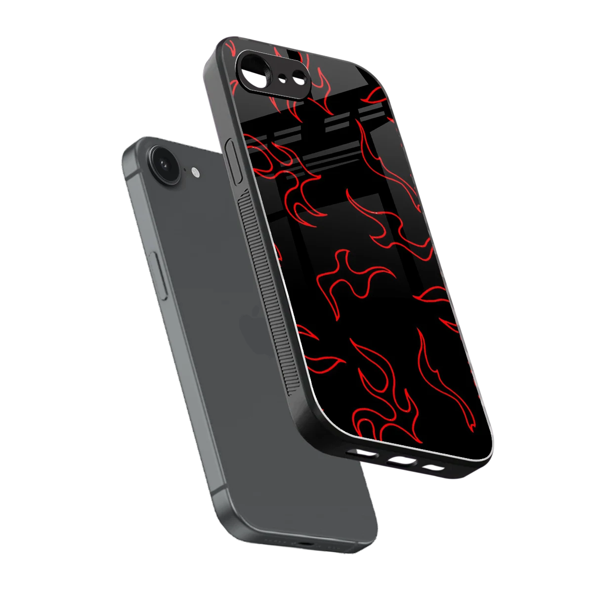 Lil Flames Red sleek iphone 16e cover with tempered glass back and TPU edges