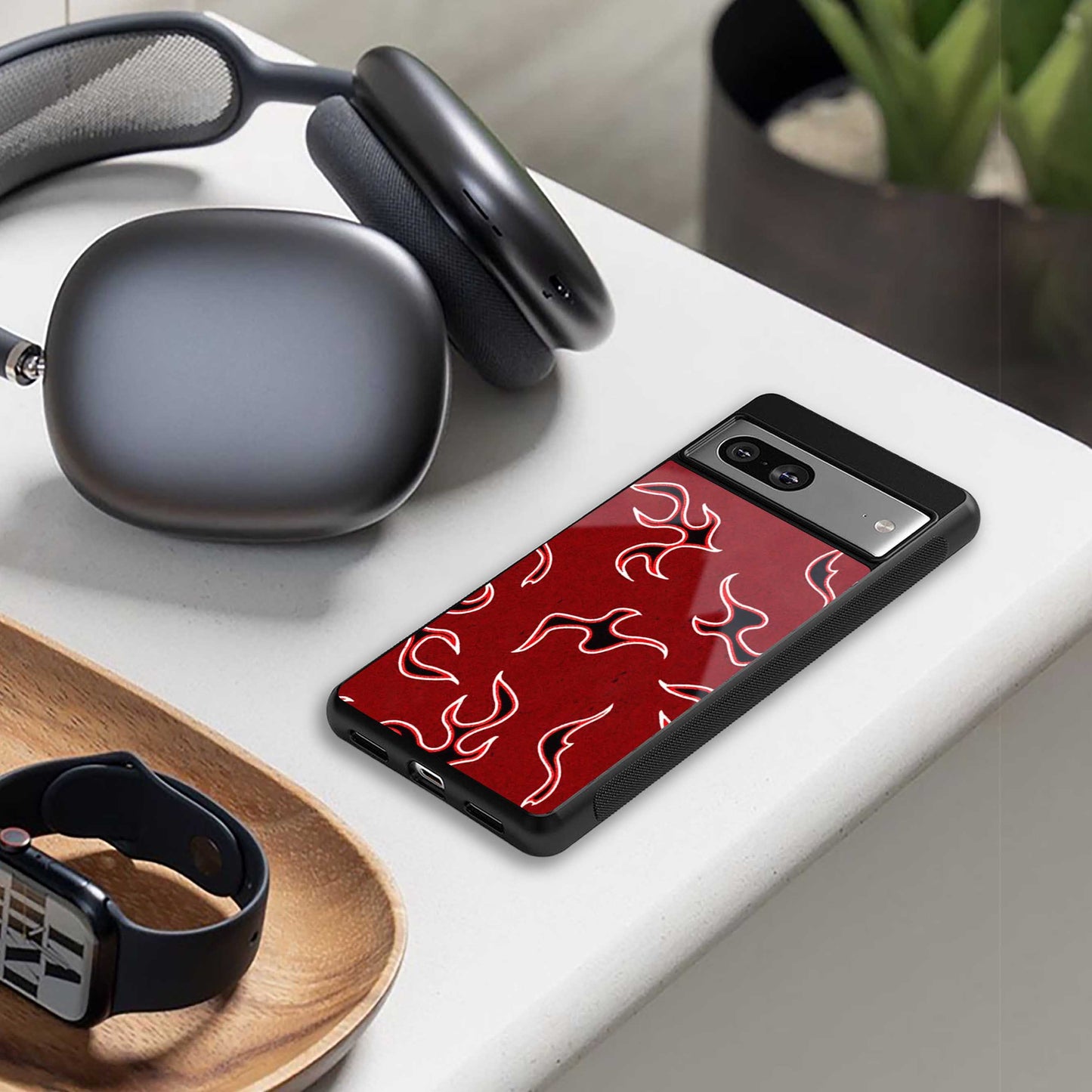 Lil Flames Black Red Phone Case for Iphone 16 | Glass Case