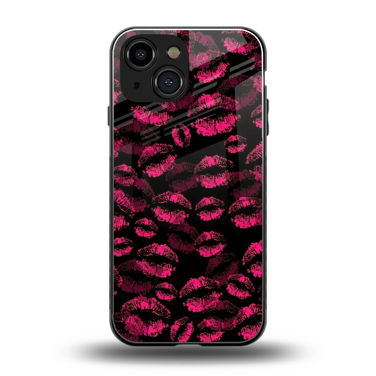 Lip Glam Black back phone cover | glass case for iphone 13 mini