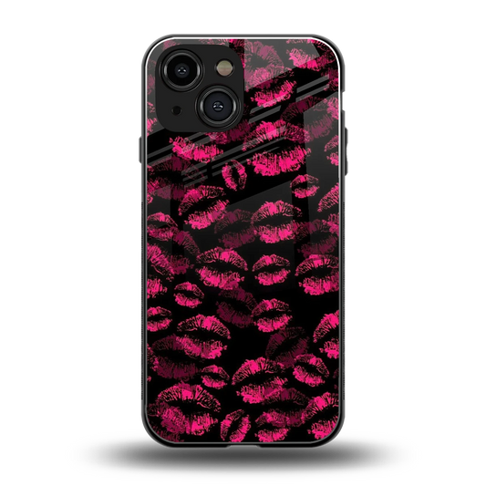 Lip Glam Black back phone cover | glass case for iphone 13 mini