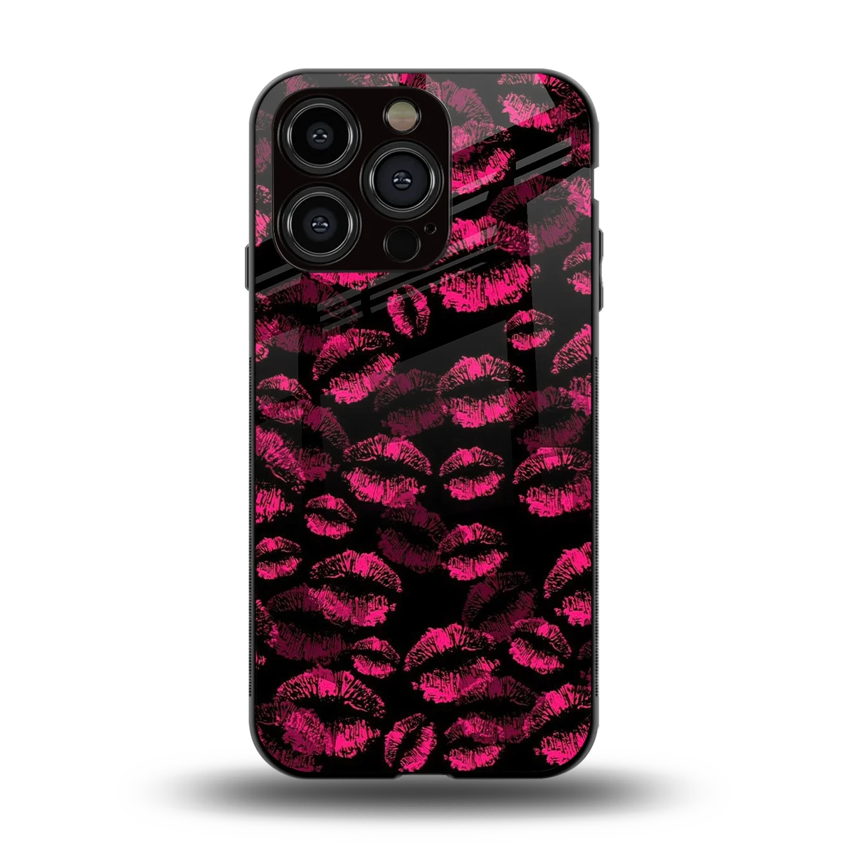 Lip Glam Black back phone cover | glass case for iphone 13 pro