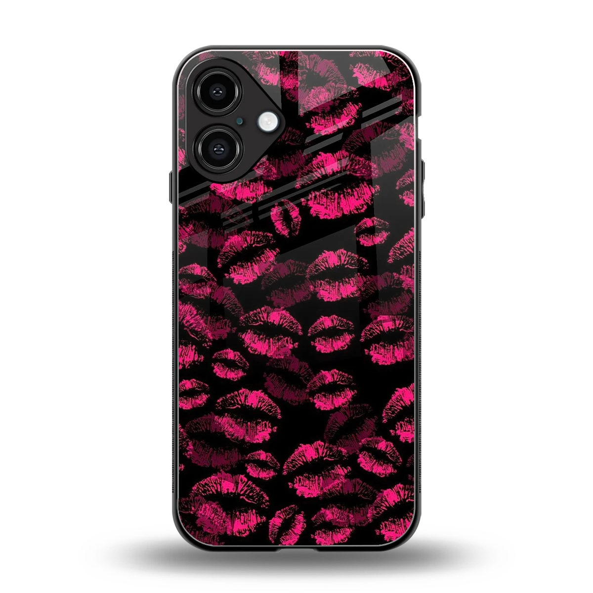Lip Glam Black back phone cover | glass case for iphone 16 plus