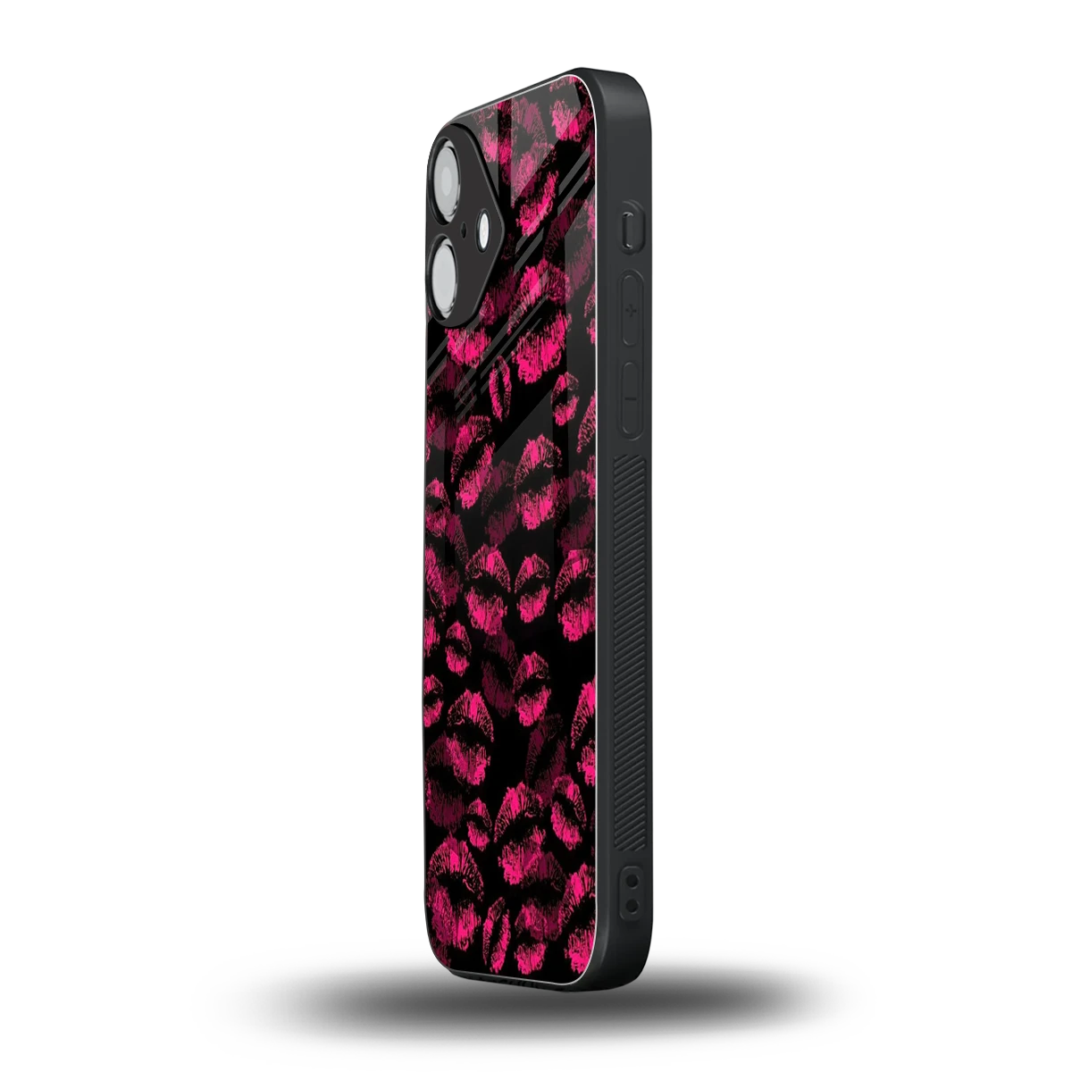 Lip Glam Black iphone 16 plus mobile cover | shockproof glass phone case
