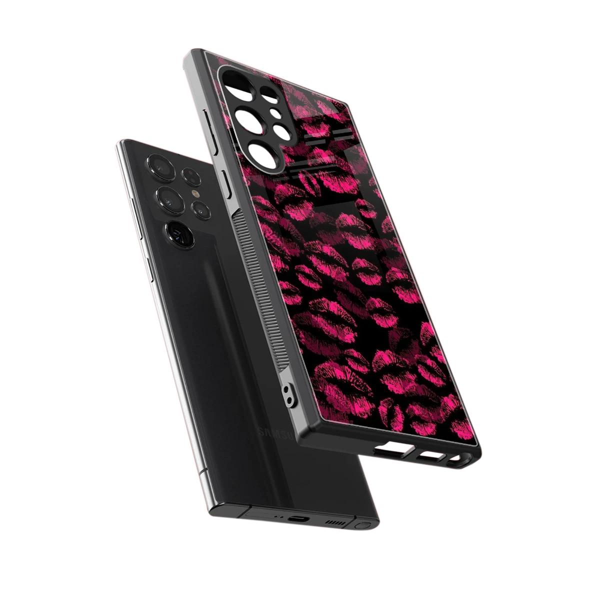 Lip Glam Black sleek samsung galaxy s24 ultra cover with tempered glass back and TPU edges