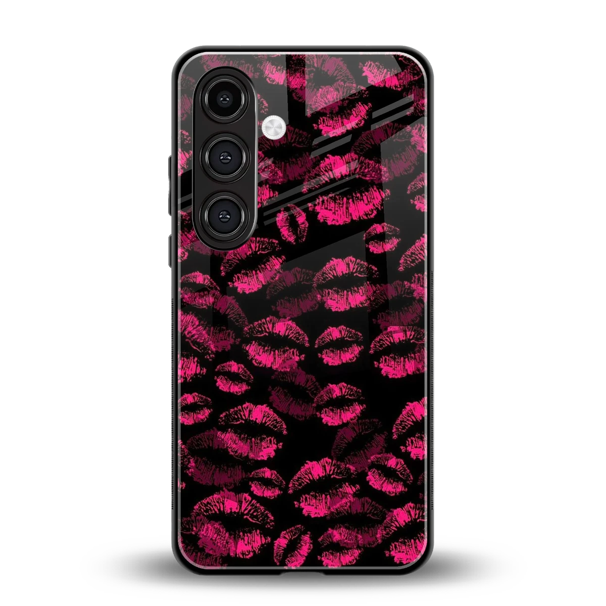 Lip Glam Black back phone cover | glass case for samsung galaxy s23 plus