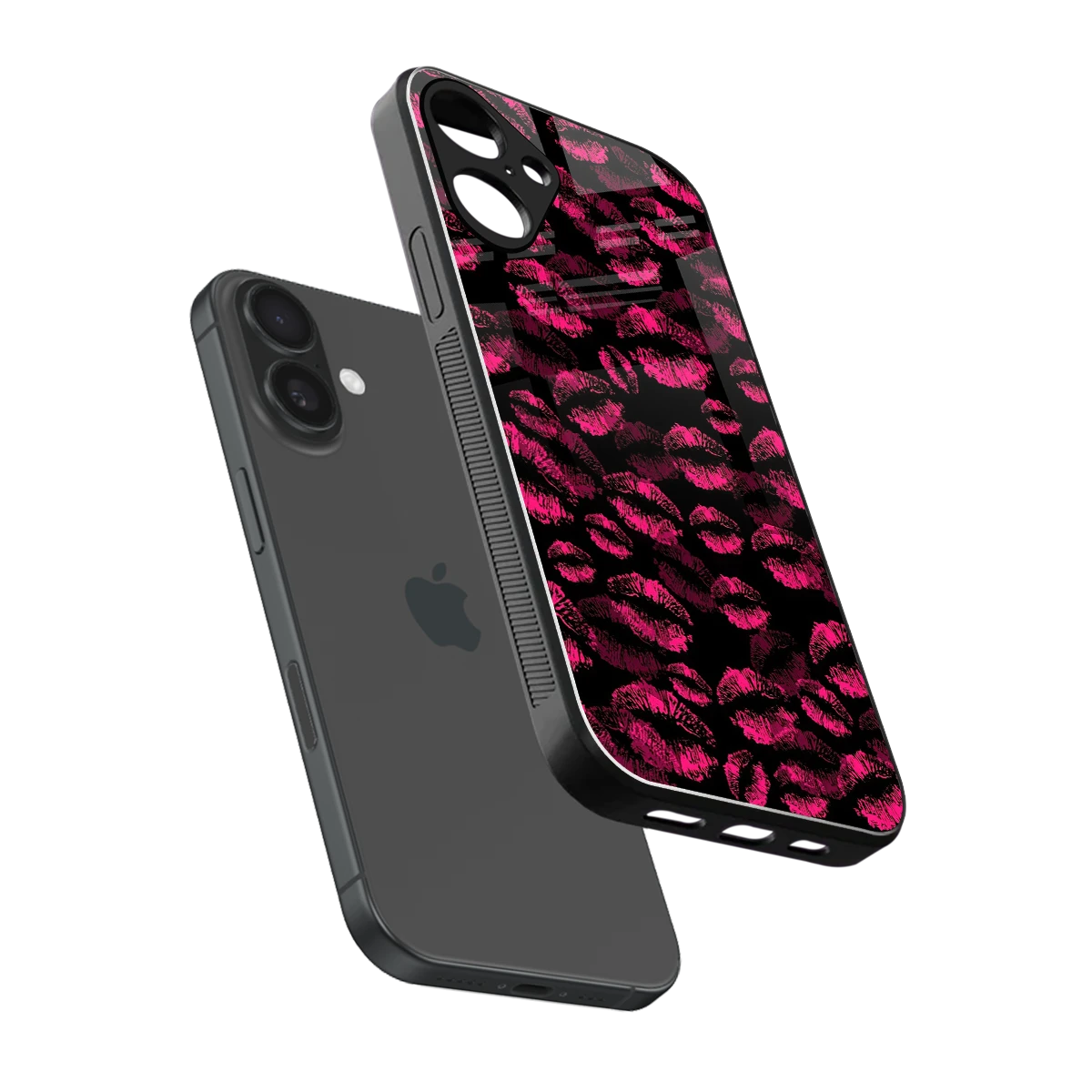 Lip Love sleek iphone 16 plus cover with tempered glass back and TPU edges