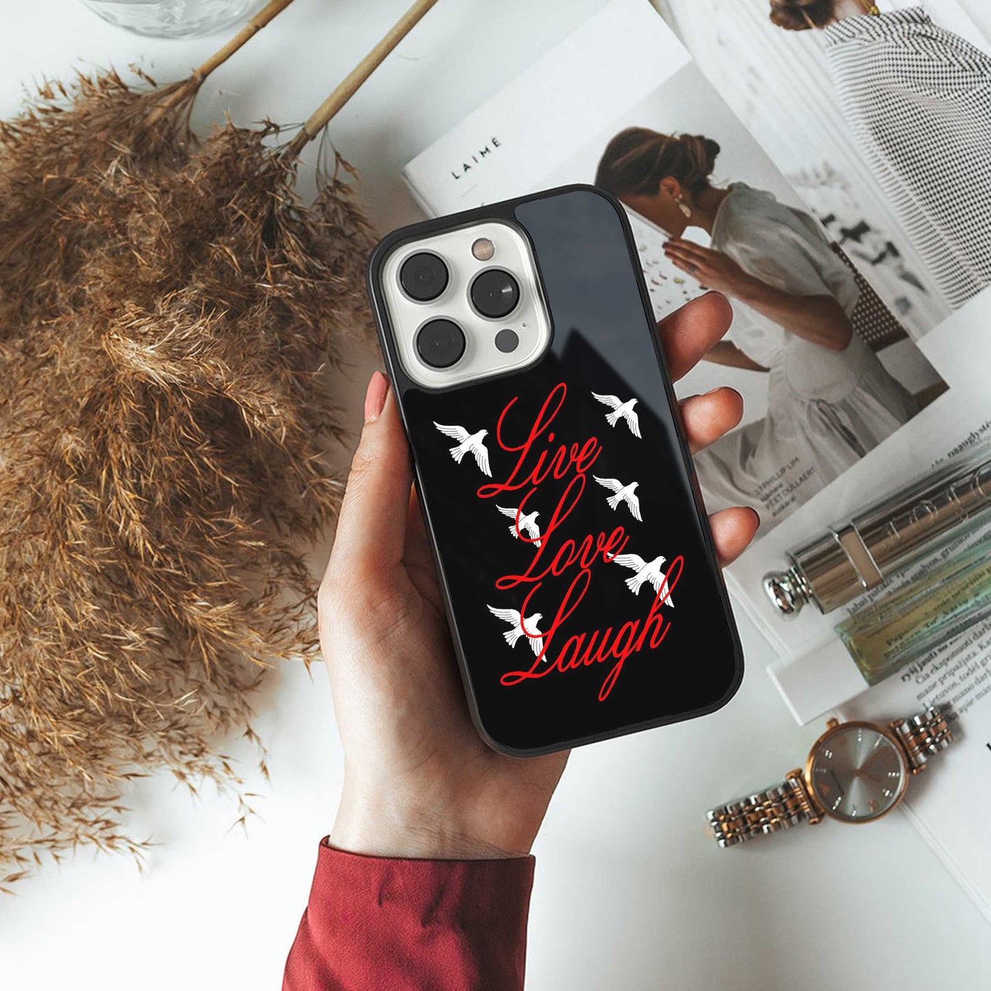 Live Love Laugh Phone Case for Iphone 16 | Glass Case