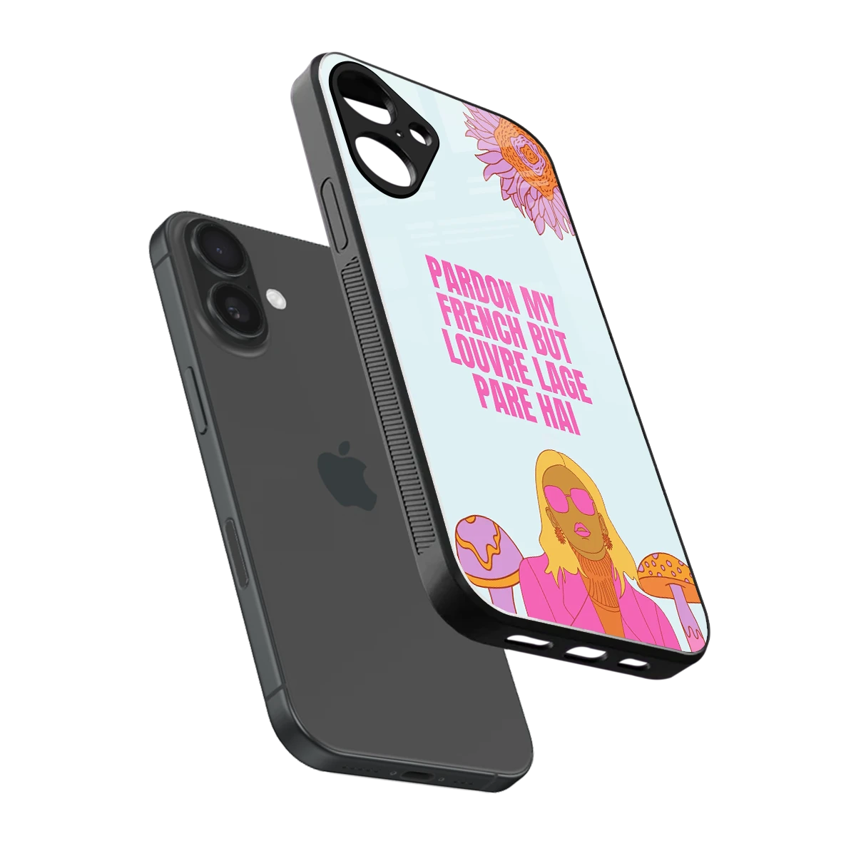 Louvre Lage Pade Hai sleek iphone 16 plus cover with tempered glass back and TPU edges