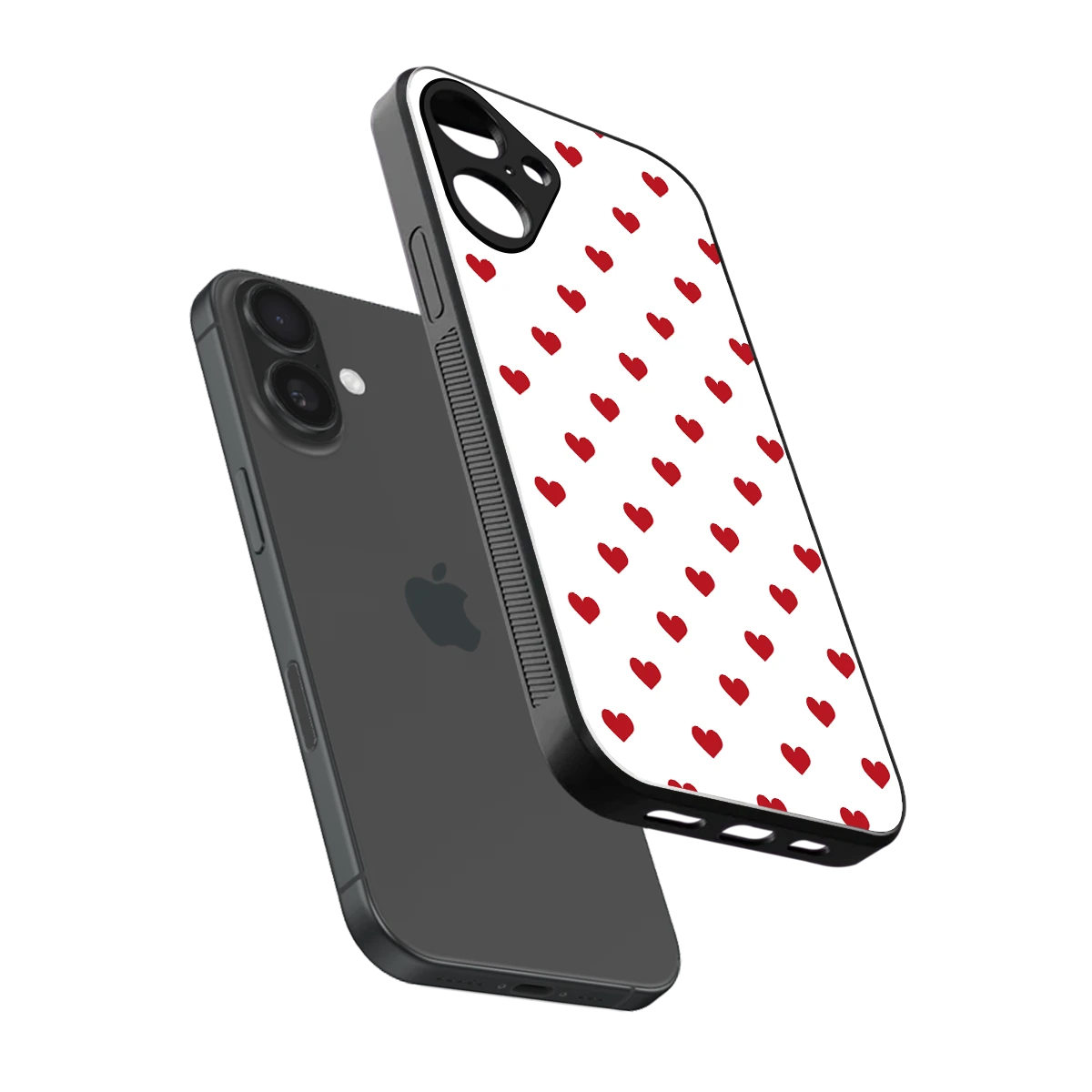 Love Patch sleek iphone 16 plus cover with tempered glass back and TPU edges