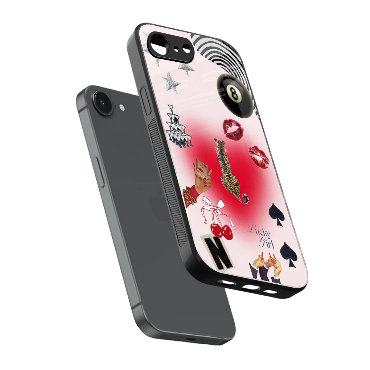 Lucky Charm sleek iphone 16e cover with tempered glass back and TPU edges