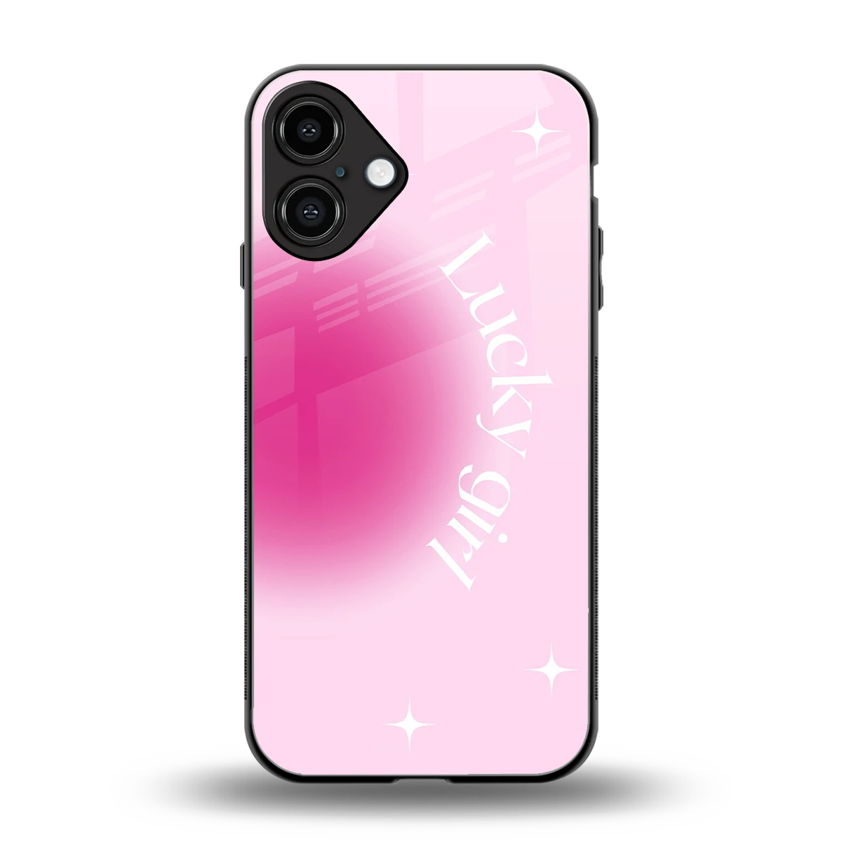 Lucky Girl Aesthetic back phone cover | glass case for iphone 16 plus