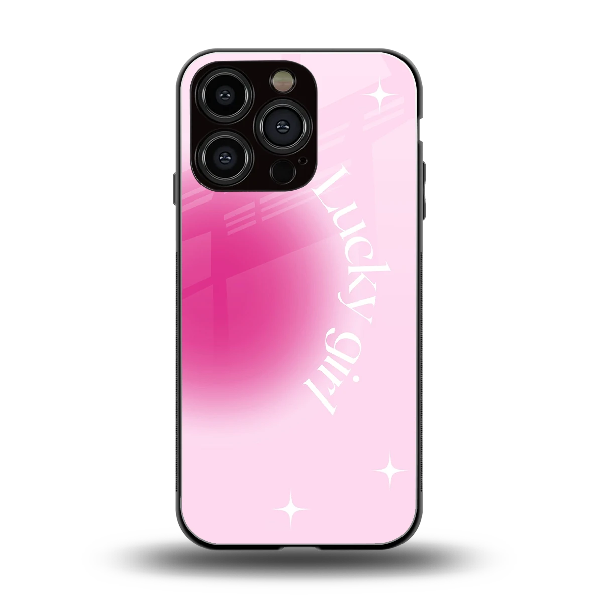 Lucky Girl Aesthetic back phone cover | glass case for iphone 16 pro