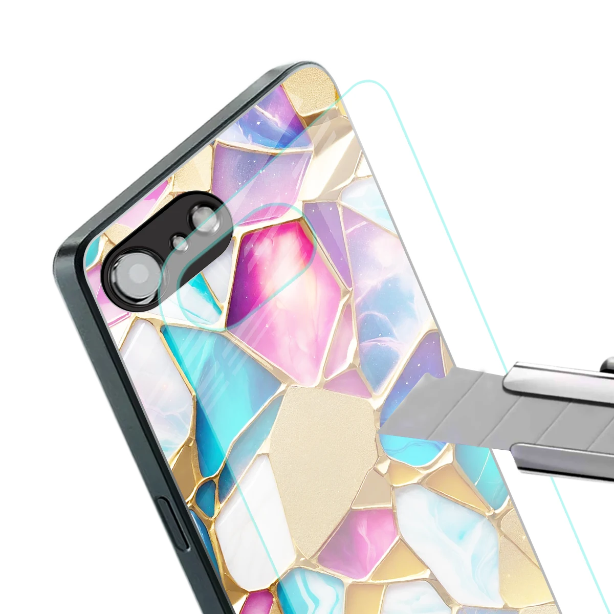 Luxe Spectrum stylish phone case for iphone 16e | glossy glass and slim fit