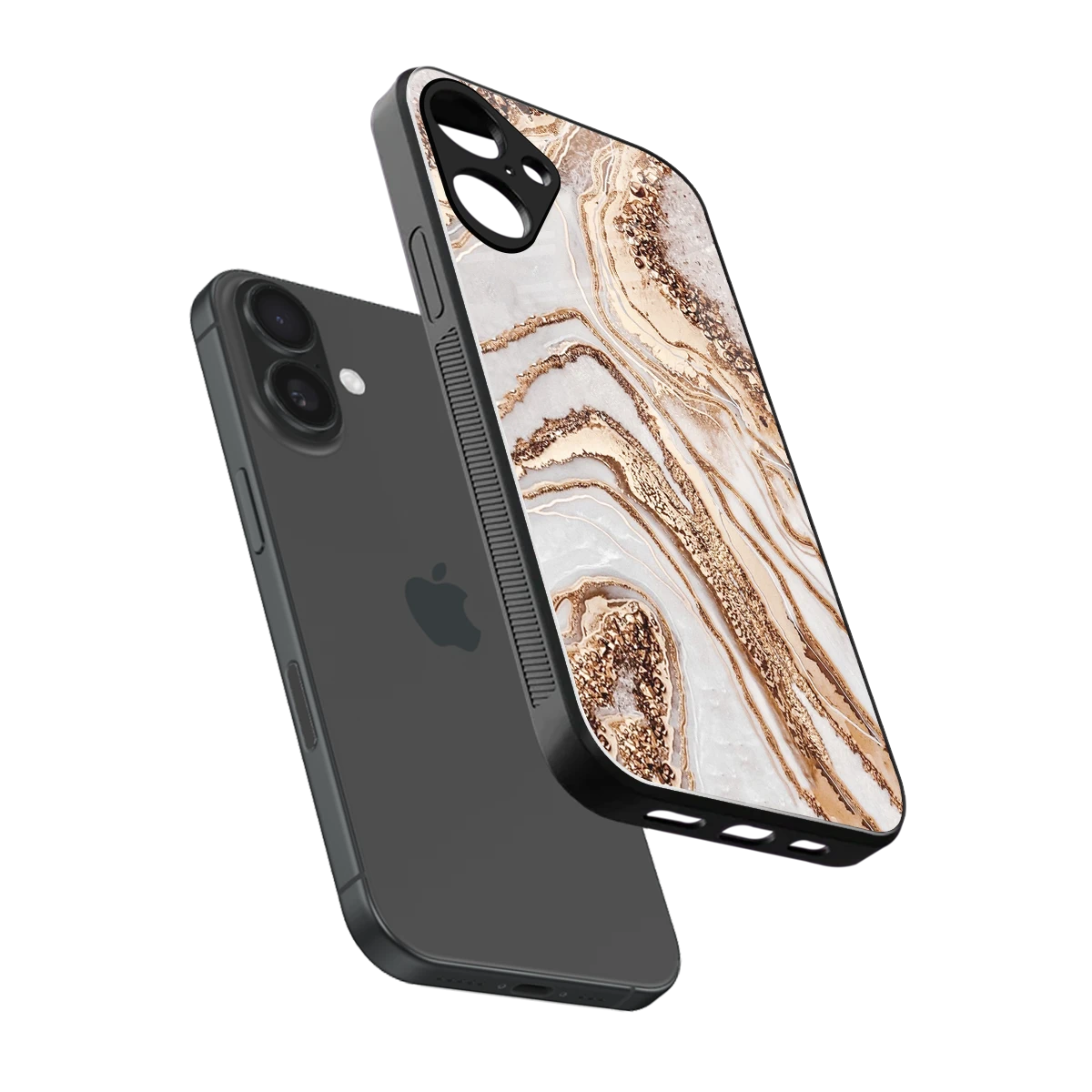 Luxe White sleek iphone 16 plus cover with tempered glass back and TPU edges