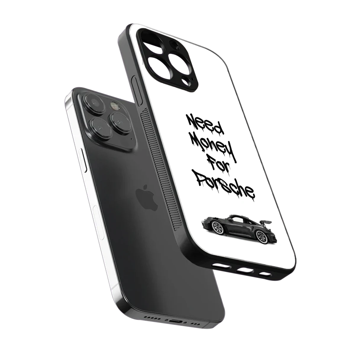 Luxury Hustle sleek iphone 14 pro max cover with tempered glass back and TPU edges