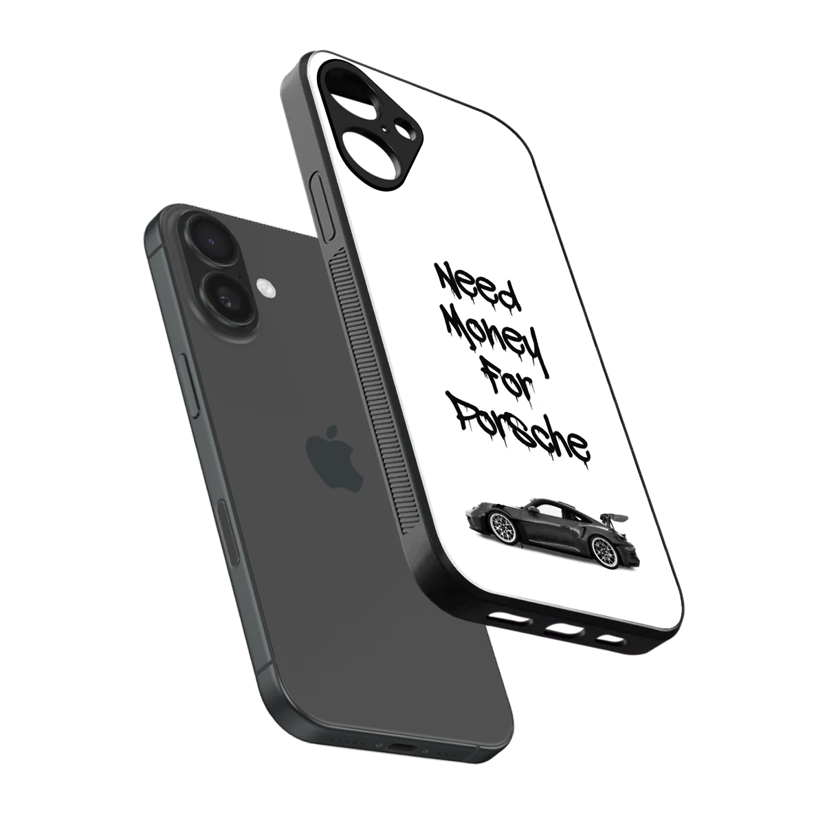 Luxury Hustle sleek iphone 16 plus cover with tempered glass back and TPU edges