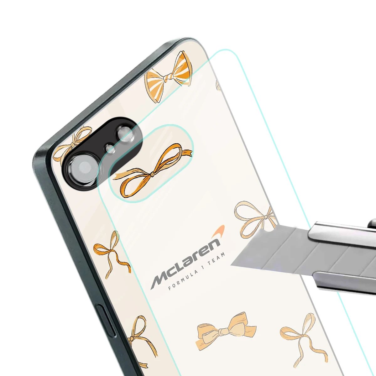 MCL X Bows stylish phone case for iphone 16e | glossy glass and slim fit