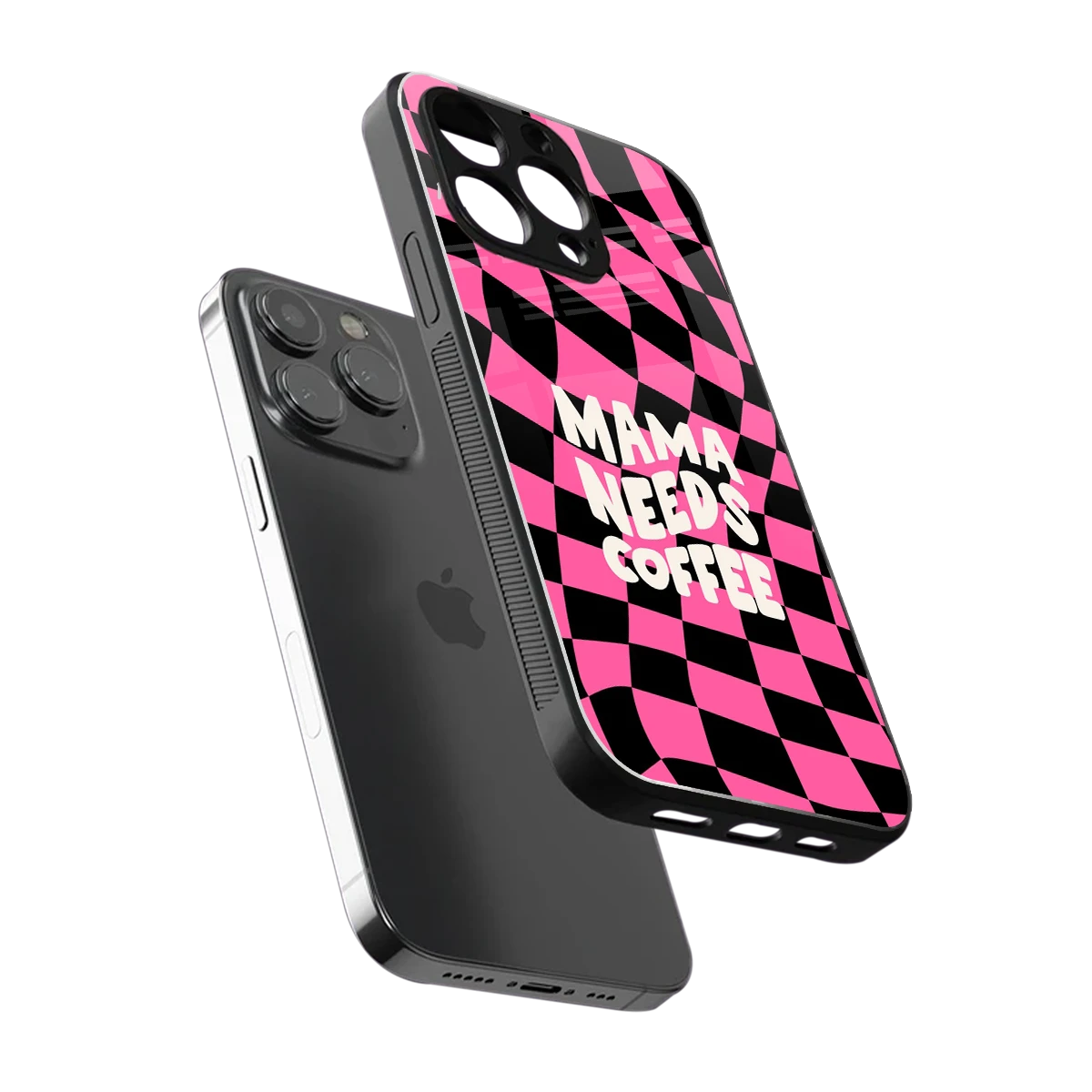 Mama Needs Coffee sleek iphone 15 pro max cover with tempered glass back and TPU edges