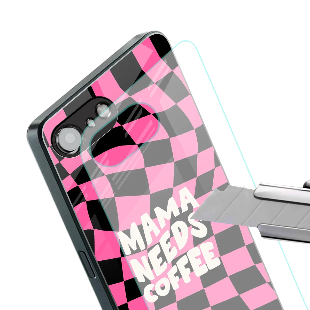 Mama Needs Coffee stylish phone case for iphone 16e | glossy glass and slim fit