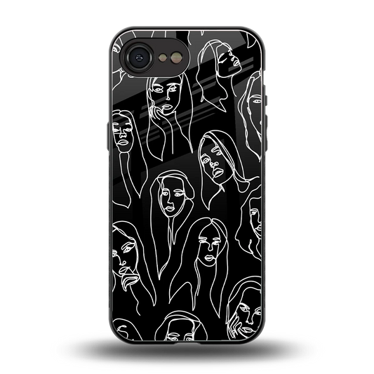 Many Faces Black back phone cover | glass case for iphone 16e