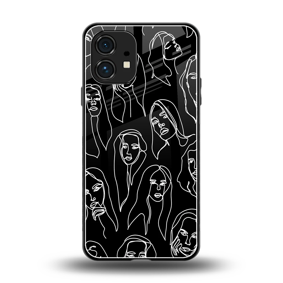 Many Faces Black back phone cover | glass case for nothing phone 1