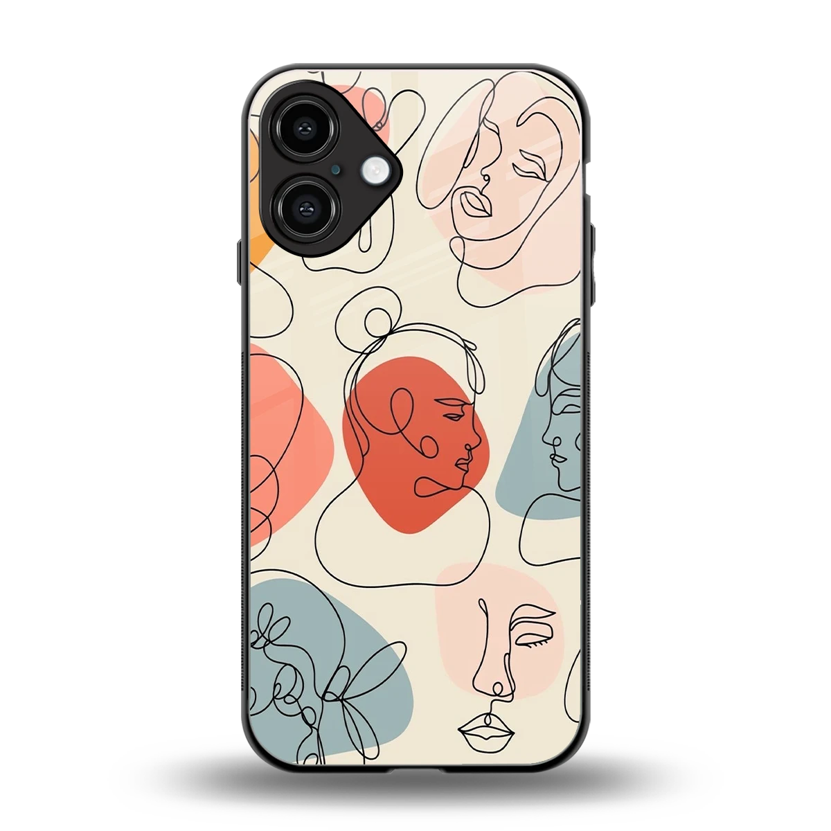 Many Faces Yellow back phone cover | glass case for iphone 16 plus