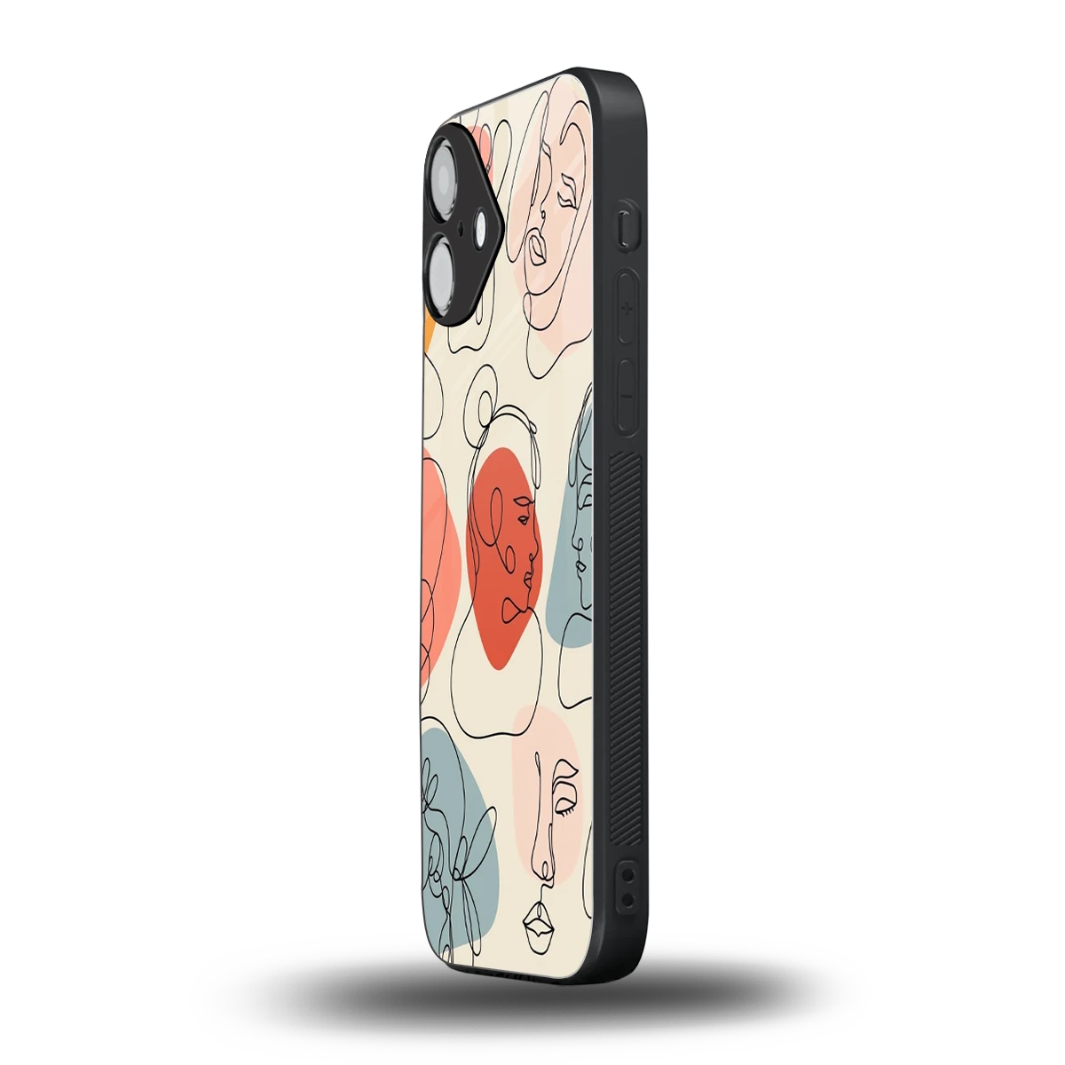 Many Faces Yellow iphone 16 plus mobile cover | shockproof glass phone case