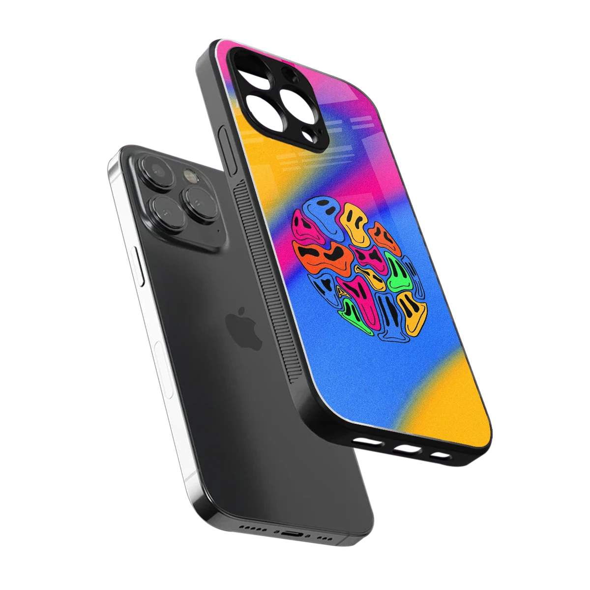 Melted Joy sleek iphone 15 pro cover with tempered glass back and TPU edges