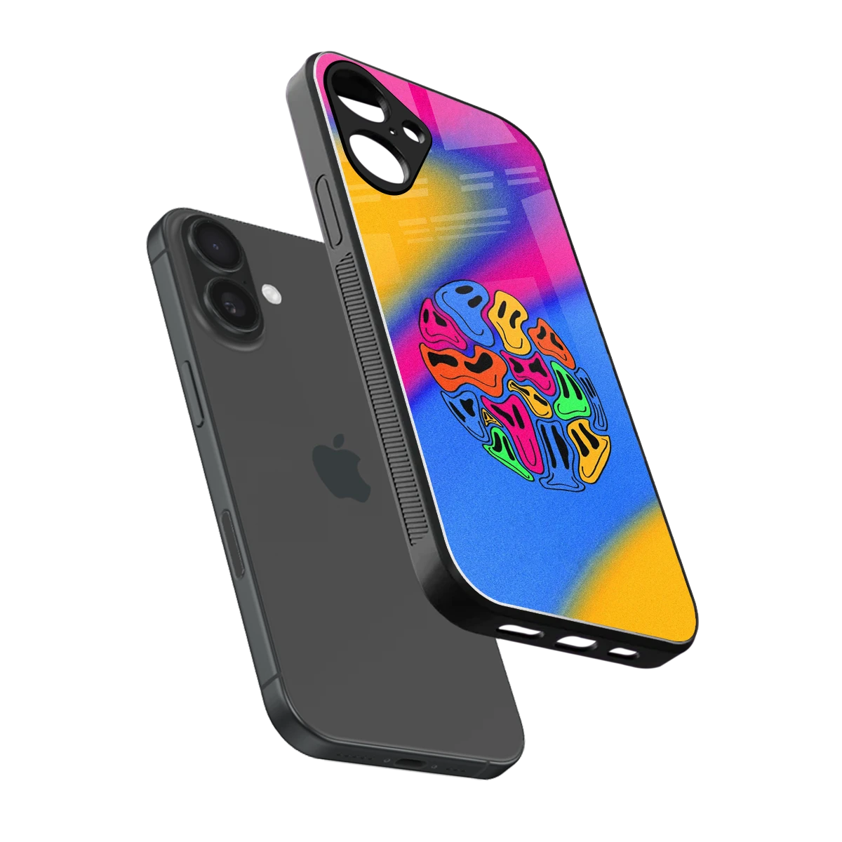 Melted Joy sleek iphone 16 plus cover with tempered glass back and TPU edges