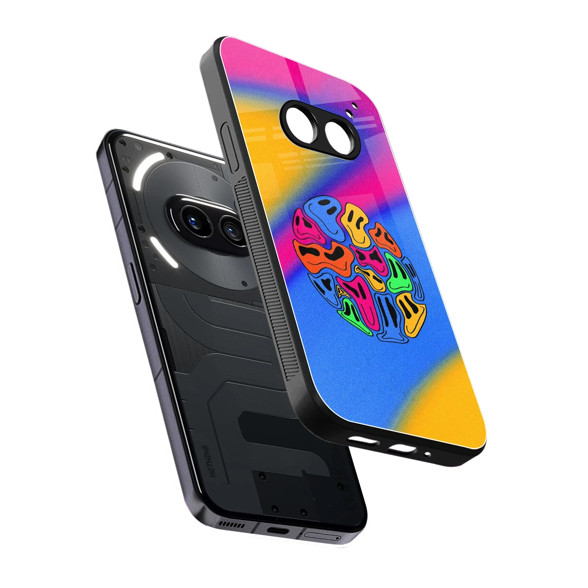 Melted Joy sleek nothing phone 2a cover with tempered glass back and TPU edges