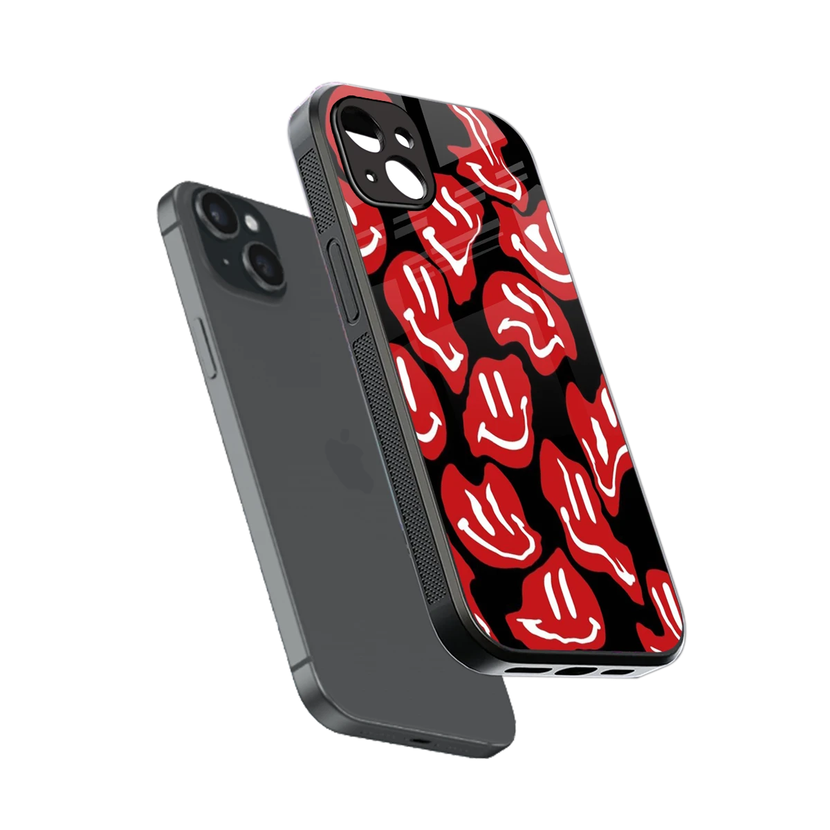 Melting Smiley sleek iphone 14 plus cover with tempered glass back and TPU edges