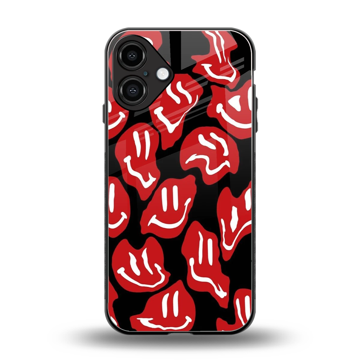 Melting Smiley back phone cover | glass case for iphone 16 plus
