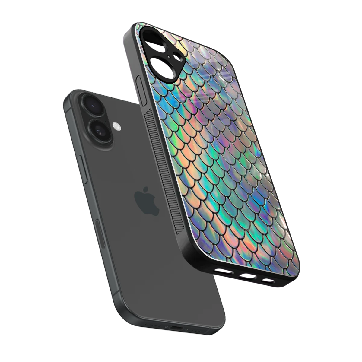 Mermaid sleek iphone 16 plus cover with tempered glass back and TPU edges