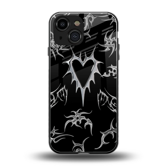 Metallic Love back phone cover | glass case for iphone 13 mini